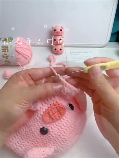 A cute little piggy baby hat illustrated Yarn #handmade #knitting