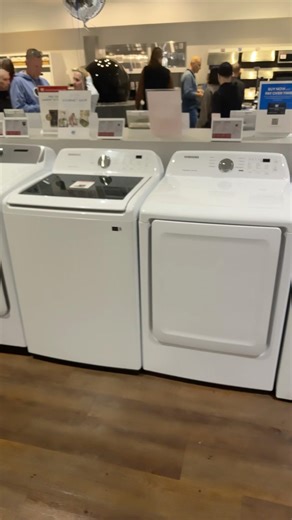 Samsung self clean top load washer and gas dryer white