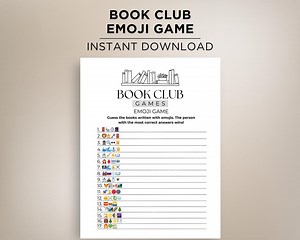 Book Club Emoji Game, Book Title Emoji Game, Emoji Guessing Game, Book Club Icebreaker Game, Book Club Party Game, Game for Book Readers - Etsy