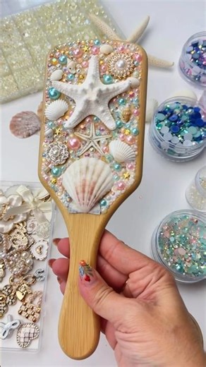 DIY Seashell Hairbrush Mermaid Inspired #crafts #brush #cutecraft #diy #art