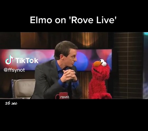 Elmo on Aussie talk show 'Rove Live' with Rove McManus talking about air travel. #Muppets #elmo #rove #rovelive #australia #talkshow #aeroplane #travel #bathroom