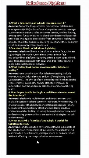 Salesforce Testing Interview Questions and Answers?#salesforcefighters