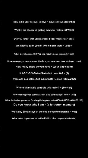 Answers for slap battles recall