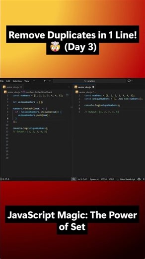 Interview Question: Remove Duplicates in 1 Line! 🤯 (Day 3) #100daysofcode #javascript