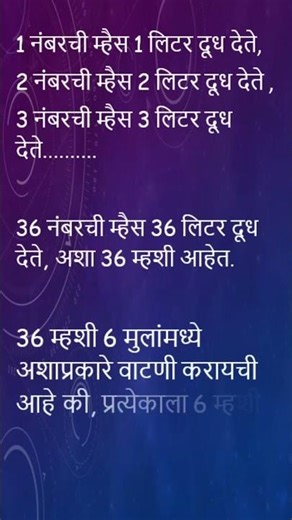 “Math Riddle Challenge | 36 म्हशी 6 मुलांना समान दूध | Marathi Puzzle” AK Top puzzles
