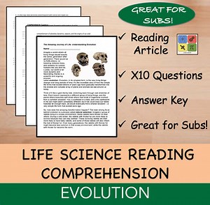 Evolution - Middle School Science Reading Worksheets - 100% Editable