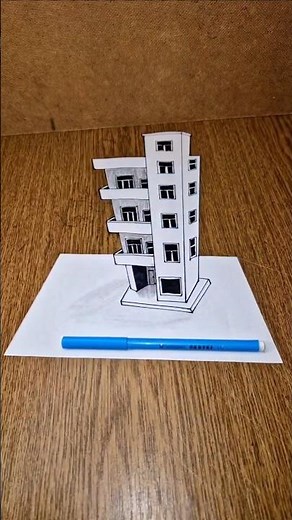 How to draw a Building in 3D 🏣 #3ddrawing #easy3d #art #drawing #howtodraw
