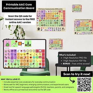 Printable AAC Core Communication Board: Speech Therapy Visual Aid (digital Download) - Etsy Canada