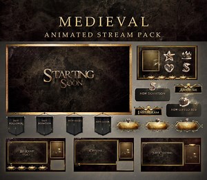 Medieval Animated Stream Pack: Black and Gold Twitch Overlay - Etsy