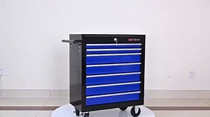 7 Drawers Multifunctional Tool CART with Wheels-Black+Blue
