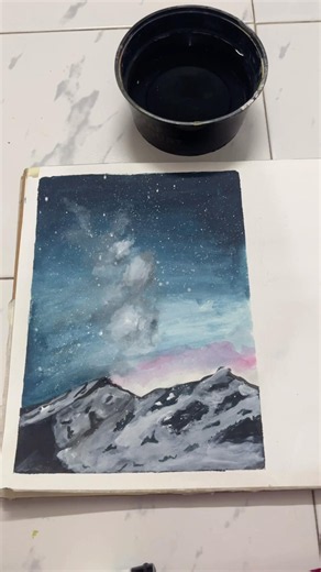 Relaxing Acrylic Painting Process | Snow Mountains Under a Starry Sky 🏔️✨