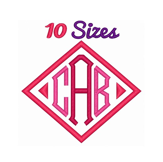 Diamond Monogram Embroidery Font Machine Embroidery Fonts File Pack Set 10 Sizes Digital Design | Instant Download - Etsy