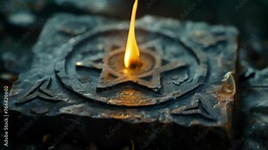 An ancient talisman engraved with symbols of the elements embodying the ancient belief in the cyclical nature of the universe.