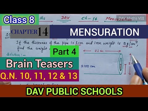 DAV class 8 maths chapter 14 brain teasers Q.N. 10, 11, 12 & 13