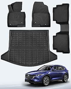 Weather Liner® for Mazda CX5 Floor Mats 4 PCS Custom Fit for Mazda CX-5 2024 2023 2022 2021 2020 2019 2018 2017, Full Set All Weahther XPE Car Floor Liners Front Rear Cargo Trunk for CX5 Accessories