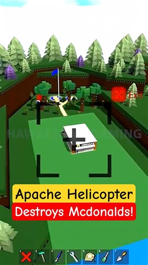 Roblox Build a Boat for Treasure Apache helicopter destroys Mcdonalds! #babft #roblox