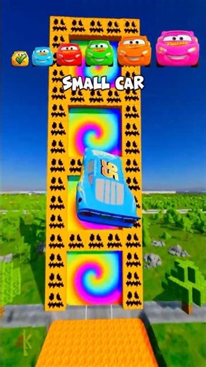 🌟Tiny Car vs Minecraft Pumpkin Portals… and Turns ULTRA HUGE! 🌟 #shorts #beamngdrive