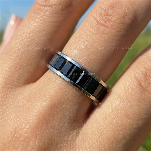 Black Baguette Moissanite Wedding Band: Channel Set Eternity Ring - Etsy