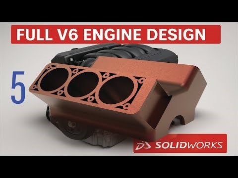 #5 V6 turbo engine design in Solidworks (Engine Block)