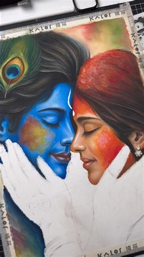 Radha Krishna Playing Holi Drawing 🌸 #art #drawing #holi #shorts