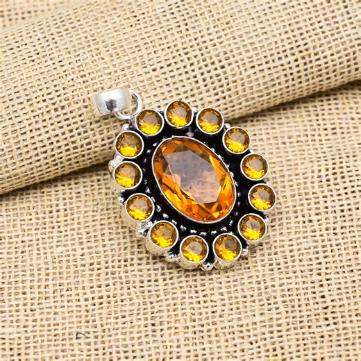 Beautiful Honey Topaz Silver Pendant 925 Sterling Silver Handmade Silver Statement Pendant Citrine Gemstone Silver Pendant Wadding Gift - Etsy