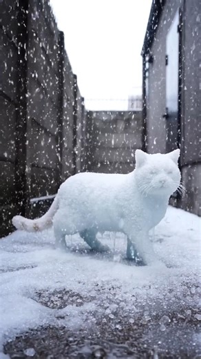 cat got Rescued from extreme weather conditions #animalrescue #frozenanimal