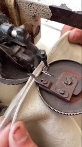 Check out this sewing machine in action! #thehogring #handmade #autoupholstery #upholstery #sewing #stitching #carinterior #leatherwork #leathercraft #sewingmachine #leather #interiors #customupholstery | TheHogRing.com