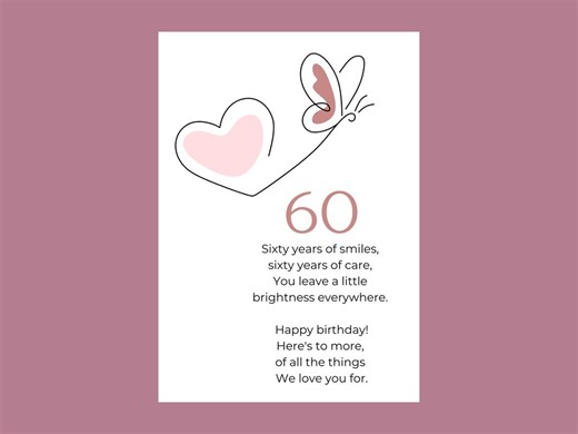 60th Birthday Poem for Her Printable Milestone Keepsake Instant Download - Etsy Australia