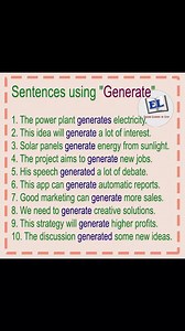 23K views · 556 reactions | Learn English sentences using the word "Generate" #generate #vocabulary #sentences #englishteacher #learnspokenenglish | English Learning | Facebook