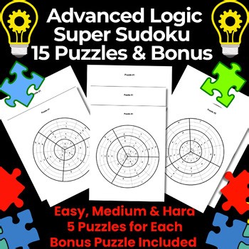 Circular Sudoku Math Logic Puzzles | 15 Printable Puzzles   Bonus Challenge