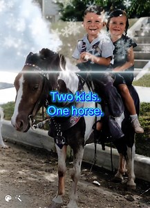 14K views · 36 reactions | Just two kids on a horse… Until LiveMemory™ turned it into a snow day with penguins ❄️ Seriously, how fun is this?! Try it with your old family photos → myheritage.com/livememory | MyHeritage | Facebook