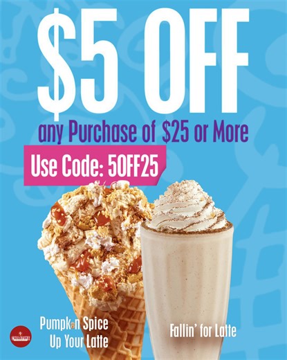 This November get $5 OFF any $25 purchase at ColdStoneCreamery.com Use code 5OFF25 at checkout. It's that easy! And don’t forget to try our seasonal ice cream flavors! 🍁🍂: | Cold Stone Creamery
