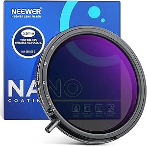 NEEWER 52mm True Colors Variable ND&CPL Filter with Putter, ND3-64(1.5-6 Stops), 2 in 1 Adjustable Limited Neutral Density & CPL Filter, Multi Coated HD Optical Glass/Aluminum Frame/Scratch Resistant