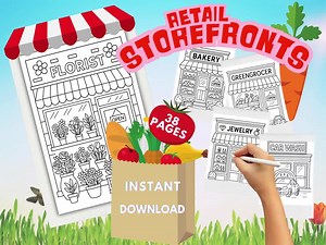 Storefront Coloring Book: 38 Printable Retail Shop Pages (digital Download) - Etsy Canada