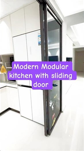 Stylish Modular Kitchen with Sliding Door ✨ Space Saving & Modern Interior Ideas