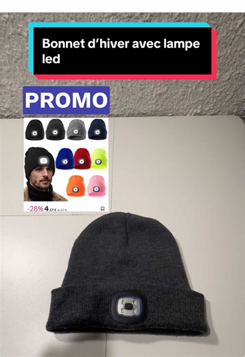 Ce bonnet d’hiver avec le lampe intégrée rechargeable est en promotion à -28 % pour moins de 5€ #offresdhiver #pourtoi #biencommencerlannee #led #hiver
