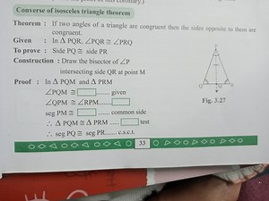 Converse of isosceles triangle theoremTheorem : If two angles ... | Filo