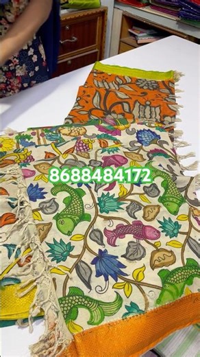 Pure hand painted pen kalamkari dupattas #handpainted #penkalamkari #dupatta #dressmaterials #offer