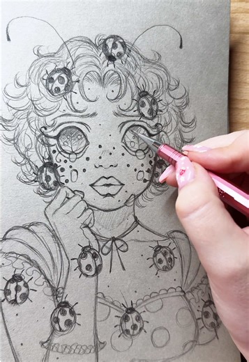 Sketching out Miss Ladybug 🐞 I’m excited to color her next! You might possibly recognize her from a concept sketch I did in my sketchbook a while ago, I decided I want to do a colored version of her now! I also heard ladybugs are a symbol of good luck? Is this true? #art #drawing #sketch #ladybug #traditionalart