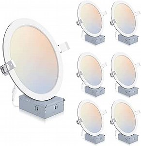 6 Pack Recessed Lighting 8 Inch with Junction Box, 5CCT 8 Inch LED Recessed Lights Dimmable 2700K/3000K/4000K/5000K/6000K, 18W 1400lm Ultra Thin Recessed Lighting - ETL and Energy Star Certified