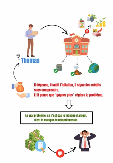 Pourquoi l’école ne nous apprend pas à gérer son argent ? On apprend les mathématiques, l’histoire, la géographie… mais rarement : – comment gérer un budget efficacement – comment fonctionnent les impôts – comment éviter le surendettement – comment investir en Bourse – comment protéger son argent contre l’inflation Résultat : beaucoup de personnes gagnent un salaire, mais ne savent pas épargner, investir ou construire un patrimoine. Le problème n’est pas toujours le revenu. C’est souvent le manq