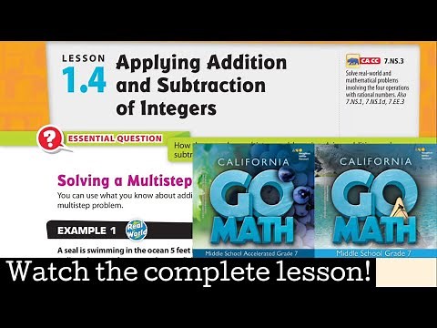Lesson 1.4 Applying Addition and Subtraction of Integers