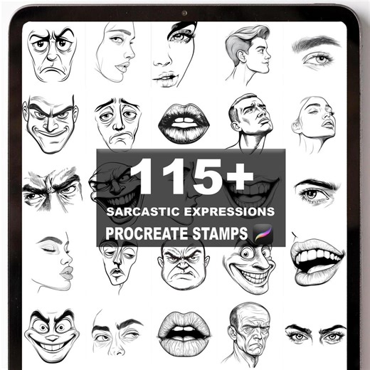 115  Procreate Sarcastic Expressions Brushes | Procreate Stamps | Instant Digital Download - Etsy