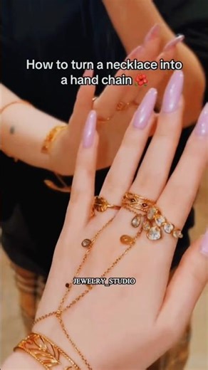 How to Turn a Necklace into a Hand Chain ✨ Easy Jewelry Hack#viralvideo #jewelry #necklace #bracelet