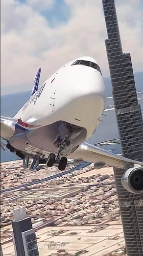 Nippon Cargo Airlines B747-8F: Approach to Dubai International Airport via the Burj Khalifa
