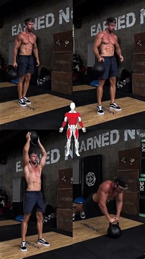 Kettlebell Workout: 1. Lunge Pass-Through 2. Around the World 3. Kettlebell Thruster 4. Kett