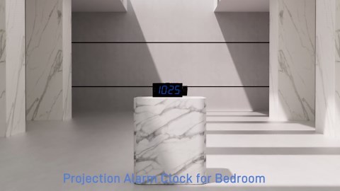 OnLyee Projection Alarm Clock for Bedroom, LED Digital on Ceiling Wall with USB Phone Charging, Battery Backup, 180° Rotatable Projector & Dimmer, 12/24H, DST, Snooze, Dual Loud Bedside Heavy Sleeper