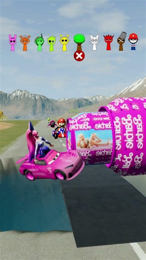 Skibidi Toilet & Squid Game & Sprunki & Crazy Frog & Spiderman & VS Bollard Barbie in BeamNG.Drive 5