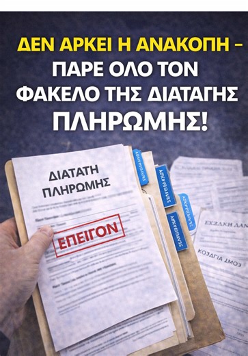 👉 Πολλοί κάνουν το λάθος να πάνε στα δικαστήρια χωρίς να ζητήσουν όλα τα έγγραφα της διαταγής πληρωμής. Αν δεν έχεις πλήρη πρόσβαση στον φάκελο της υπόθεσης (συμβάσεις, εξώδικα, κινήσεις οφειλής κ.λπ.), δεν ξέρεις τι να αντικρούσεις — και το δικαστήριο μπορεί να απορρίψει την ανακοπή σου. 🔹 Η πρόσβαση στον φάκελο είναι δικαίωμά σου 🔹 Πολλές ανακοπές χάνονται επειδή δεν υπάρχει σωστό υλικό 🔹 Μην αφήνεις τον δανειστή να εμφανίσει ό,τι θέλει — ζήτα εσύ πρώτος όλα τα στοιχεία ✍️ Ακολούθησε για π