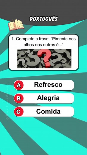 43K views · 655 reactions | Quiz de Português, Test seu conhecimento  #quiz #português #portugues #linguaportuguesa #perguntaserespostas #perguntas | MeuTest.Oficial | Facebook